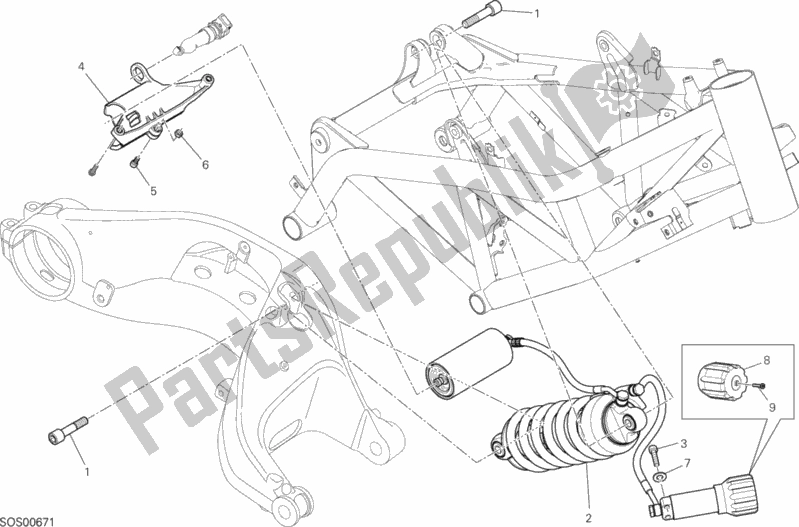 Wszystkie części do Sospensione Posteriore Ducati Hypermotard Hyperstrada Thailand 821 2015